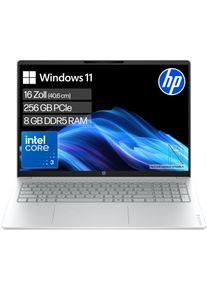 HP Notebook "OmniBook 3 16-bu0032ngx", silber (glacier silber), 8 GB RAM 256 GB SSD, Core 3, Windows 11 Home, Notebooks, Notebook