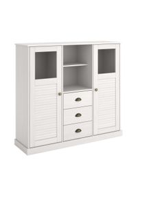 Highboard OTTO HOME "Turia, mit Glas- und Lamellent&uuml;ren", wei&szlig;, B:127cm H:116cm T:38cm, FSC-zertifiziertes Massivholz, Sideboards, Highboard, Vitrine/Midischrank/Kommode, aus massivem Kiefernholz, FSC, B: 127 cm