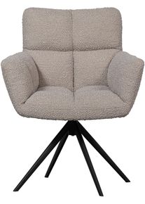 Esszimmerstuhl Woood "Vinny Boucl&eacute;-Bezug mit Drehmechanismus H 89 x B 70 x T 61 cm", beige (sand), B:70cm H:89cm T:61cm, Polyester, St&uuml;hle, Esszimmerstuhl, Tragkraft 100 kg, Polyurethanschaum-Polsterung, Metallgestell