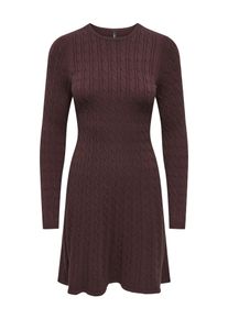 Strickkleid Only "ONLIBI LS O-NECK CABLE DRESS CC KNT", Damen, Gr. L, N-Gr, braun (fudge), Strick, Obermaterial: 50% Viskose, 27% Nylon, 23% Polyester, unifarben, regular fit kurz, Rundhals, Kleider Strickkleid, Viskosemischung, regular fit