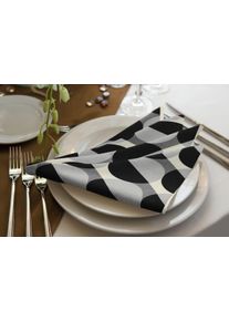 Stoffserviette Adam "Circles" Gr. 1, grau (dunkelgrau, hellgrau, schwarz), B:30cm L:30cm, Obermaterial: 100% Baumwolle, Servietten, Stoffserviette, GOTS organic,zertifiziert durch CERES 0242Made in Germany
