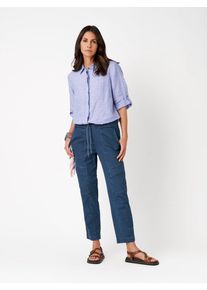 Cargohose Toni "Sue Cargo", Damen, Gr. 48, Lang, blau (mid blau 551), Web, Obermaterial: 77% Baumwolle CO. 20% Polyamid PA. 3% Elasthan EL., washed, slim fit 7/8-L&auml;nge, Hosen Cargohose, im Cargo-Stil