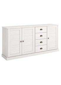 Sideboard OTTO HOME "Turia, mit Lamellent&uuml;ren", wei&szlig;, B:166cm H:80cm T:38cm, FSC-zertifiziertes Massivholz, Sideboards, Sideboard, Kommode aus massivem Kiefernholz, FSC, 4 Schubkasten, Breite 166 cm