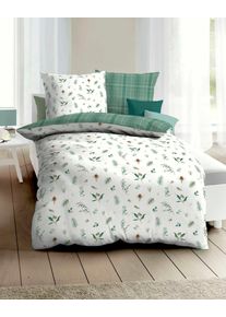 Bettw&auml;sche Kaeppel "Winter Greens", gr&uuml;n, B/L: 155cm x 220cm, 1 Stk., 1 Stk., Feinbiber, B/L: 80cm x 80cm, 2 Stk., Feinbiber, Obermaterial: 100% Baumwolle, Bettw&auml;sche, Bettw&auml;sche, mit Bl&auml;ttern