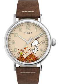 Quarzuhr Timex "PEANUTS WATERBURY STANDARD", braun, Armbanduhren, Damen, Quarzuhr, Armbanduhr, Damenuhr, Leuchtzeiger, Mineralglas, analog