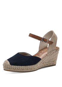 Slingpumps Tamaris, Damen, Gr. 41, beige (navy), Leder, Textil, geflochten, kontrastfarbene Details, Schuhe Slingpumps, Sandalette, Riemchensandale mit Touch it-Ausstattung - schmale Form