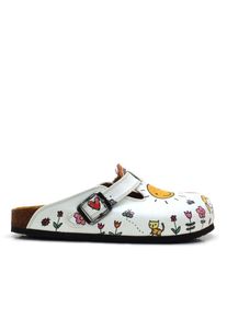 Goby Damer Tr&aelig;sko 'Women Calceo Clogs WCAL5443 with doodles design' hvid St&oslash;rrelse 41