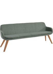 Essbank Musterring "Tavia", blau (aqua, wildeiche), B:200cm H:87cm T:66cm, 100% PES, Sitzb&auml;nke, Essbank, Stativgestell Wildeiche massiv ge&ouml;lt, Breite 180, 200 oder 220 cm