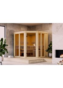 Sauna Karibu "Airia" naturbelassen", beige (naturbelassen), ohne Ofen, ohne Steuerung, (ohne Ofen), Saunen, Sauna, aus hochwertiger nordischer Fichte