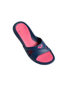 Badeschuh arena "NINA", Damen, Gr. 41, blau (navy, magenta, navy), Kunstfaser, mehrfarbig, Schuhe Badeschuh, sportlicher Stil, mit Logodruck