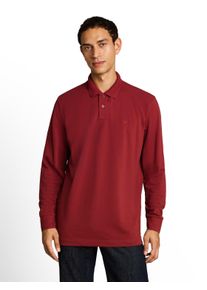 Langarm-Poloshirt Tom Tailor, Herren, Gr. XL, rot (pear rot), Single Jersey, Obermaterial: 60% Baumwolle, 40% Polyester, unifarben, regular fit h&uuml;ftbedeckend, Rundhals, abgesteppte Kante, Shirts Langarm-Poloshirt, mit Logo-Stickerei