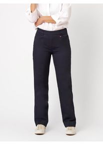 Palazzohose RELAXED "Scarlet Wide", Damen, Gr. 40K, Kurz, blau (dunkelblau 059), Web, Obermaterial: 87% Baumwolle CO. 10% Polyamid PA. 3% Elasthan EL., unifarben, slim fit normal, Hosen Palazzohose, aus Baumwoll-Satin