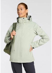 Funktionsjacke Killtec "KOS 133 WMN JCKT", Damen, Gr. 52, gr&uuml;n (helles salbei), Web, Obermaterial: 100% Polyester, normal, verstellbar mit Klettverschluss, Jacken Funktionsjacke, mit Kapuze, wasserdicht, winddicht, atmungsaktiv, Wassers&auml;ule 10000 mm
