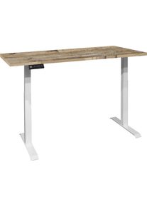 M&auml;usbacher Schreibtisch M&Auml;USBACHER "Big System Office", wei&szlig; (wei&szlig; matt, drift wood, wei&szlig; matt, drift wood), B:160cm, Tische, Schreibtisch, Breite 160 cm, elektrisch h&ouml;henverstellbar
