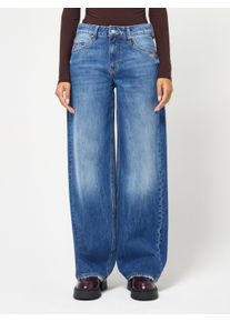 5-Pocket-Jeans Gang "94CORA", Damen, Gr. 30, N-Gr, blau (rough midblau), Denim/Jeans, Obermaterial: 100% Baumwolle, weit lang, Jeans 5-Pocket-Jeans, im Baggy Fit mit niedriger Leibh&ouml;he