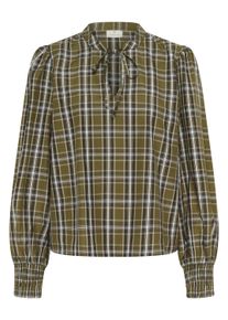 Langarmbluse Kaffe "Damen Langarm-Bluse KAchris", Damen, Gr. 46, gr&uuml;n (gr&uuml;n check), Obermaterial: 50% Baumwolle CO. 50% Polyester PES., Blusen Langarmbluse