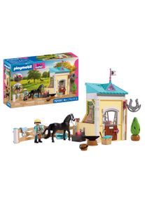 Konstruktions-Spielset Playmobil "Kleiner Stall mit Hufschmied (72131), I Love Horses", bunt, Spielbausteine, Kinder, Kunststoff, Konstruktions-Spielset, mit Licht; Made in Europe