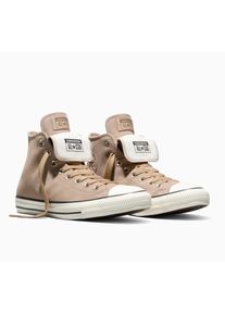 Sneaker Converse "CHUCK TAYLOR ALL STAR SUEDE", Damen, Gr. 45, vintage cargo, egret, schwarz, Leder, Schuhe Sneaker, aus Wildleder, zweifarbige Laces