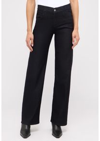 5-Pocket-Jeans Angels "LIZ SPORTY", Damen, Gr. 42, L&auml;nge 30, schwarz (rinse night blau), Denim/Jeans, Obermaterial: 43% Lyocell, 34% Polyester, 21% Baumwolle, 2% Elasthan, unifarben, relaxed fit lang, Jeans 5-Pocket-Jeans, weite Passform, mit 1-Knopf-Form, mit Metallrei&szlig;verschluss