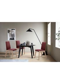 Polsterstuhl stressless "Laurel", rot (bordeaux batick, schwarz), B:57cm H:92cm T:59cm, Leder BATICK: BATICK ist ein leicht korrigiertes, durchgef&auml;rbtes und genarbtes M&ouml;belleder, bei dem die meisten Unebenheiten und Spuren in der Regel entfernt wurden., St&uuml;hle, Polsterstuhl, Low Back, Gr&ouml;&szlig;e M, mit abgerundeten Beinen in Schwarz