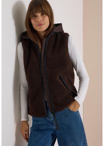 Pl&uuml;schweste Cecil, Damen, Gr. L (42), braun (chocolate sauce braun), Pl&uuml;sch, Obermaterial: 100% Polyester. Wattierung: 100% Polyester, unifarben, h&uuml;ftlang, Westen Pl&uuml;schweste, abnehmbare Kapuze, Kontrast-Details