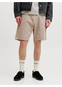 Jack & Jones Shorts JACK & JONES "JPSTTONY ORIGINAL 017 SHORTS MID SN", Herren, Gr. S, N-Gr, beige (crockery), Web, Obermaterial: 100% Baumwolle, unifarben, loose fit ca. Mitte Oberschenkel, Hosen Shorts, Baumwolle, locker geschnitten