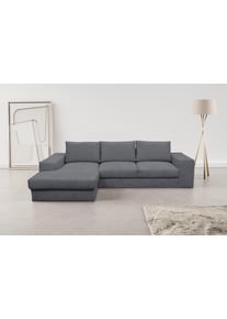 Ecksofa WERK2 "Rozzana 280 x 190 cm modern und bequem", grau, B:280cm H:86cm T:190cm, 100% Polyester, Sofas, Ecksofa, Pl&uuml;sch, L-Form, XXL