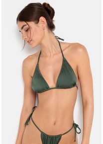 Triangel-Bikini-Top LSCN BY LASCANA "Nele", Damen, Gr. 38, Cup C/D, gr&uuml;n (olive), Polyamid, leicht gl&auml;nzend, unifarben, Bikini-Oberteile Triangel-Bikini-Top, mit gl&auml;nzender Beschichtung