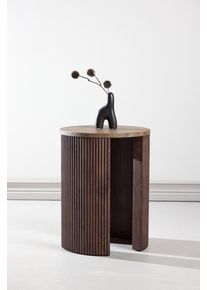 Beistelltisch VENTURE HOME, braun (mocca, mocca, mocca), B:40cm H:52cm T:40cm, Tische, Beistelltisch, Ablagetisch, MDF, rund, schmal, hoch, dezent, klar