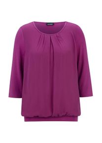 Kurzarmbluse GOLDNER "Chiffon-Shirt mit 3/4-Arm, Rundhals", Damen, Gr. 48, lila (beere), Obermaterial: 95% Viskose CV. 5% Elasthan EL., Casual, Sonstiges, Blusen Kurzarmbluse, keine/nicht relevant