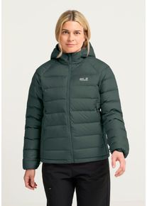 Daunenjacke Jack Wolfskin "WILD PASS DOWN HOODY W RDS", Damen, Gr. L (42/44), gr&uuml;n (sagopalm), Obermaterial: 100% Polyester. F&uuml;llung: 90% Daunen, 10% Sonstige Fasern. Futter: 100% Polyester, Jacken Daunenjacke, mit Kapuze, warm gef&uuml;ttert, wind- und wasserabweisend, leicht