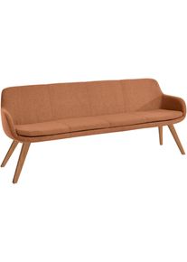 Essbank Musterring "Tavia", orange (orange, wildeiche), B:220cm H:87cm T:66cm, 100% PES, Sitzb&auml;nke, Essbank, Stativgestell Wildeiche massiv ge&ouml;lt, Breite 180, 200 oder 220 cm