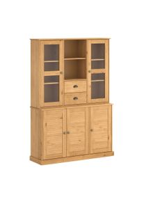 Buffet OTTO HOME "Turia", natur gebeizt, gewachst, B:127cm H:180cm T:38cm, Massivholz, Schr&auml;nke, Buffet, mit Glas- u. Lamellent&uuml;ren, aus massivem Kiefernholz FSC, H&ouml;he 180 cm