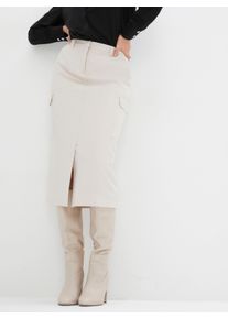 Damen Cargorock mit Gehschlitz vorne in champagner ,Gr&ouml;&szlig;e 40, WITT, 94% Polyester, 6% Elasthan