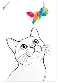 Wandbild OTTO HOME "Katze mit Spielzeug I", bunt (farbe bild(er): wei&szlig;), B:20cm H:30cm T:0,1cm, Papier, Bilder, Wandbild, als Poster oder Leinwandbild in versch. Gr&ouml;&szlig;en
