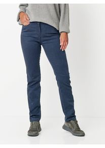 Stretch-Hose RELAXED "Meine beste Freundin Slim", Damen, Gr. 40K, Kurz, blau (mid blau 057), Web, Obermaterial: 69% Baumwolle CO. 29% Polyester PES. 2% Elasthan EL., unifarben, slim fit normal, Hosen Stretch-Hose, in schmaler Passform