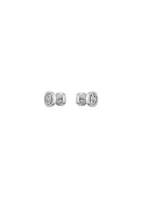 Paar Ohrstecker BOSS "DOUBLE B DIVINE", silber (edelstahlfarben, kristallwei&szlig;, kristallwei&szlig;), Ohrringe, Damen, 9mm, Edelstahl, Paar Ohrstecker, mit Glasstein