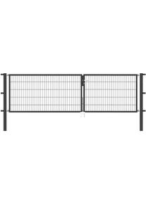 Zaundoppelt&uuml;r Alberts "Flexo", grau (anthrazit), B:350cm H:100cm, Stahl, Tore, Zaundoppelt&uuml;r, 350 cm Breite, in versch. H&ouml;hen