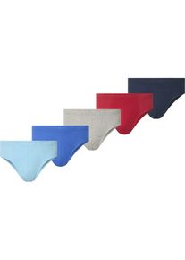 Slip Jan Vanderstorm "5er Pack Sportslip ERBLIN", Herren, Gr. L, blau (grau rot blau), Obermaterial: 100% Baumwolle CO., Unterhosen Slip