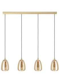 Eglo H&auml;ngeleuchte "ALOBRASE", gold (messing, amber), 4, H: 110cm, 1 Stk., Leuchten, Pendelleuchte aus Metall und bedampften Glas, E27 Fassung, 108 cm, H&auml;ngeleuchte
