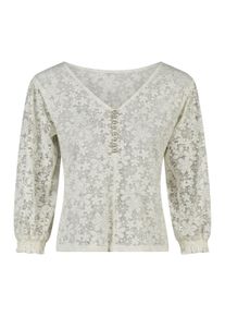 Spieth & Wensky Klassische Bluse SPIETH & WENSKY "Spieth & Wensky Bluse Kolumba", Damen, Gr. 34, wei&szlig; (offwei&szlig;), Obermaterial: 50% Polyamid PA. 45% Baumwolle CO. 5% Elasthan EL., uni, regular fit, V-Ausschnitt, Blusen Klassische Bluse, mit elegantem Spitzendesign