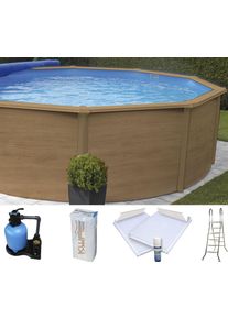 Rundpool KWAD "&raquo;Supreme&laquo; all in Premium Folie", blau (braun, farbe innen: blau), B:550cm H:132cm L:550cm, Schwimmbecken, Rundpool, &Oslash;xH: 550x132cm, inkl. Bodenisolationsset
