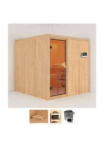 Sauna Karibu "Rodin", beige (naturbelassen), Saunaofen, externe Steuerung, 9 kW, Saunen, Sauna, 9-kW-Ofen mit externer Steuerung