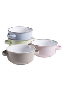 M&auml;ser Suppenteller M&Auml;SER "Maila", bunt (hellblau, hellgr&uuml;n, rosa, grau), Speiseteller, Suppenteller