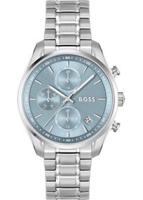 Multifunktionsuhr BOSS "GRAND TOUR LADIES", silber (silberfarben, hellblau), Armbanduhren, Damen, Multifunktionsuhr, Quarzuhr, Armbanduhr, Damenuhr, Edelstahlarmband