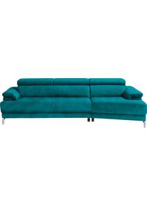 Ecksofa Egoitaliano "Soul, extravagantes Designsofa, Megasofa, super bequem, tolle Details", blau (teal), B:246cm H:99cm T:140cm, Sofas, Ecksofa, mit Trapez-Abschlu&szlig;element, inkl verstellbarer Kopfteile