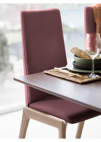 Polsterstuhl stressless "Laurel", rot (bordeaux batick, eiche gekalkt), B:57cm H:105cm T:60cm, Leder BATICK: BATICK ist ein leicht korrigiertes, durchgef&auml;rbtes und genarbtes M&ouml;belleder, bei dem die meisten Unebenheiten und Spuren in der Regel entfernt wurden., St&uuml;hle, Polsterstuhl, High Back, Gr&ouml;&szlig;e M, mit abgerundeten Beinen in Eiche gekalkt