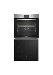 Beko Elektro-Herd-Set "BBUMA1132X", Energieeffizienz: A+, schwarz, edelstahl, Herdsets, Knusprige Ergebnisse mit wenig Fett mit der AirFry-Funktion, Elektro-Herd-Set