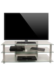 Wohnzimmertisch Vcm "TV M&ouml;bel Sideboard Fernseh Rack Alu Glas Zumbo", wei&szlig; (klarglas), B:112cm T:40cm, Regale, Wohnzimmertisch