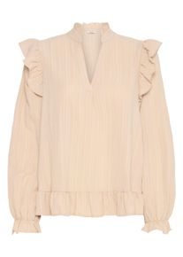 Kurzarmbluse B.Young "Damen Kurzarm-Bluse BYJULIANA", Damen, Gr. 44, grau (gray morn), Obermaterial: 99% Polyester PES. 1% Elasthan EL., Blusen Kurzarmbluse